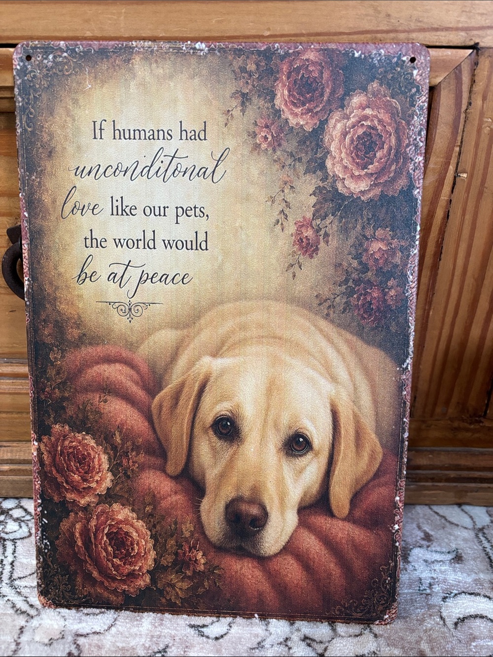 Cream Labrador wall Art Tin Sign 8”x12”
